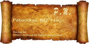 Patocskai Mária névjegykártya